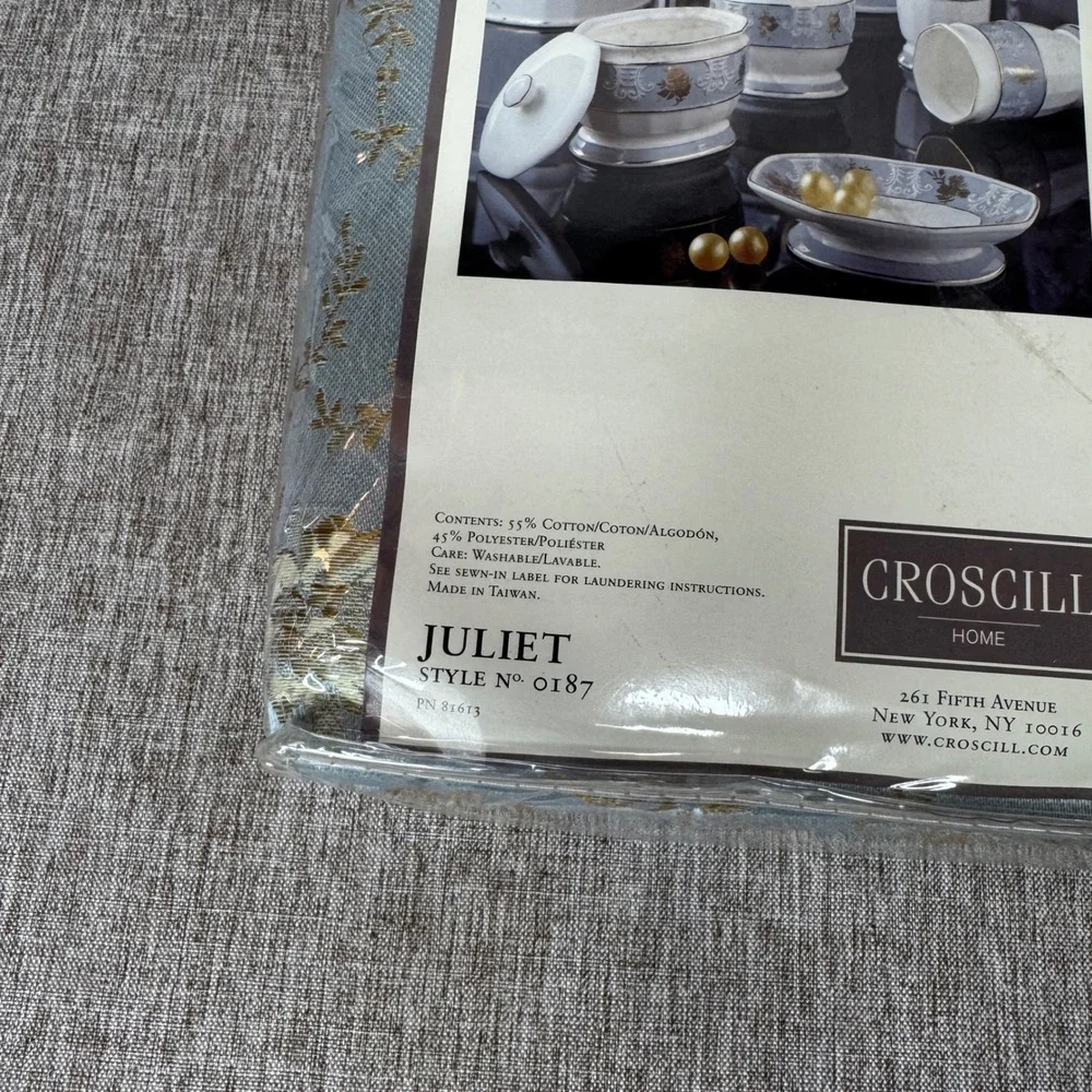 Croscill Home Juliet Blue Gold Floral Damask Shower Curtain 72x75 New 0187
